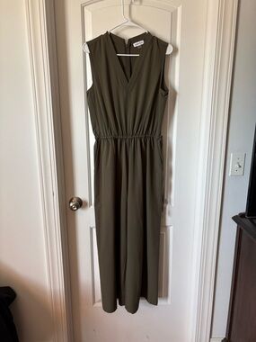 Calvin Klein Sleeveless Olive Maxi Dress
